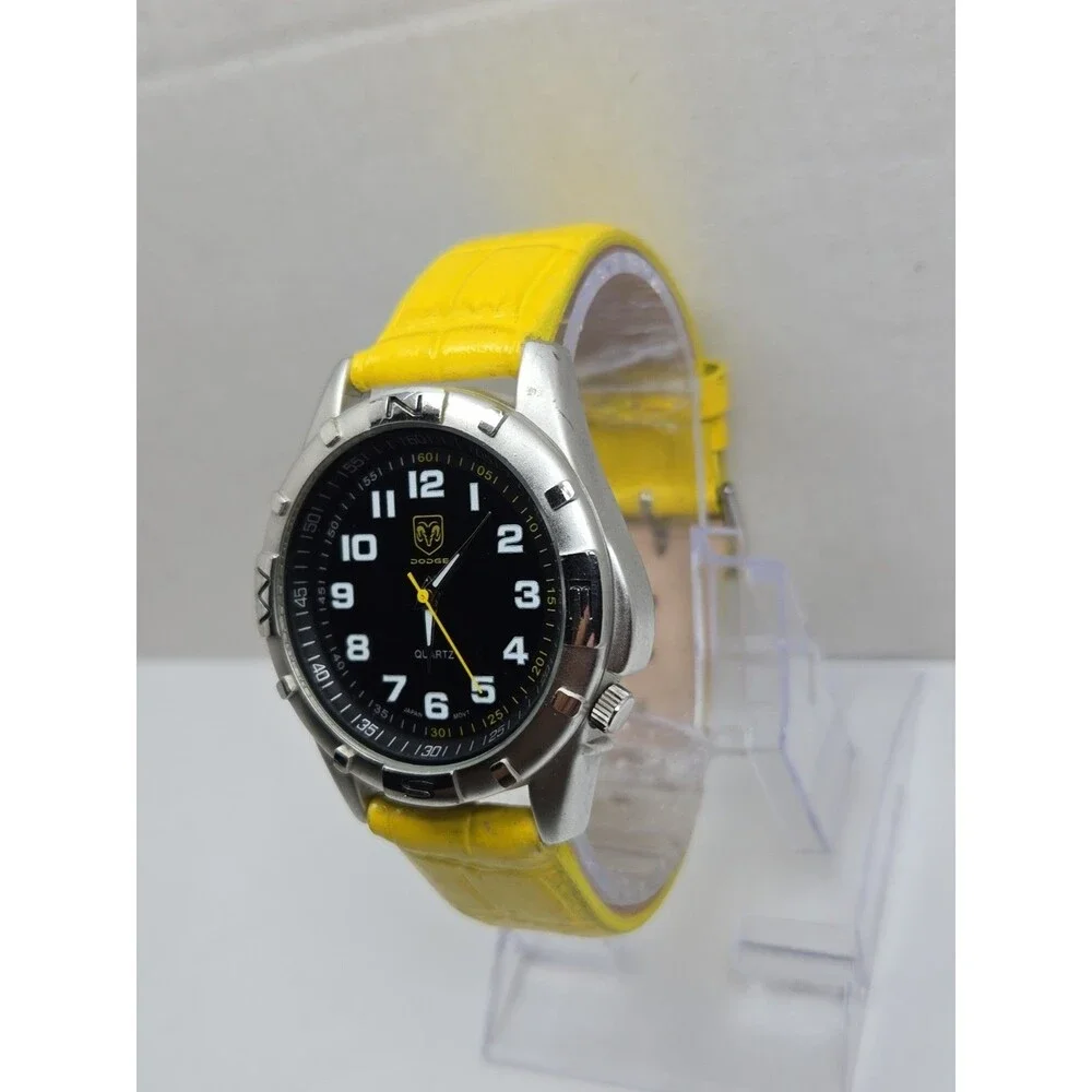 Dodge 2005 Mens Quartz Watch Ram Logo Black Dial Leather New Battery Collectible